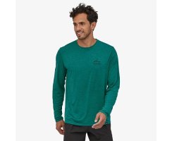 Patagonia Mens Long-Sleeved Capilene® Cool Daily Graphic Shirt Ridgeline Runner: Borealis Green X-Dye