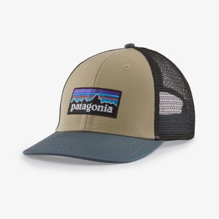 Patagonia P-6 Logo LoPro Trucker Hat Khaki W/Plume Grey