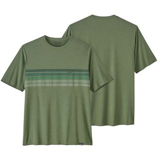 Patagonia Mens Capilene® Cool Daily Graphic Shirt Line Logo Ridge Stripe Sedge Green X-DYE